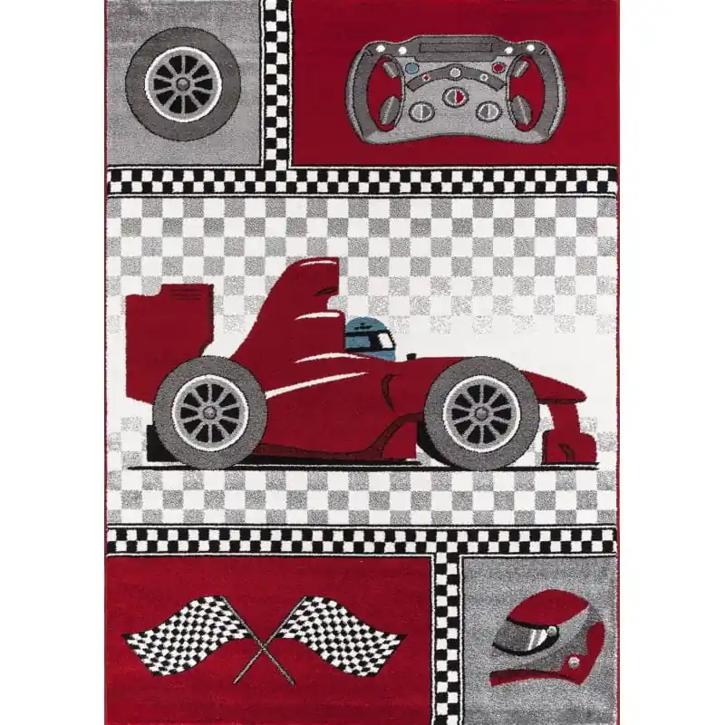 Zniżka Dywan dziecięcy Kids Wyścigi czerwony 160 cm x 230 cm