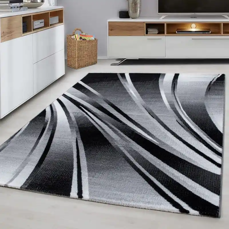 Zniżka Dywan nowoczesny Parma czarny linie 200 cm x 290 cm