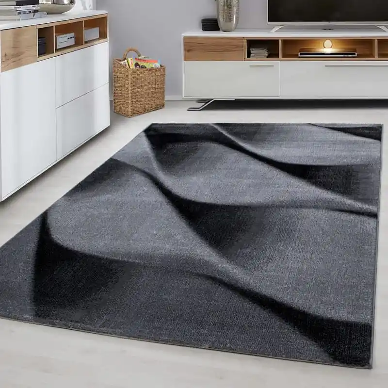Zniżka Dywan nowoczesny Parma fale czarny 280 cm x 370 cm