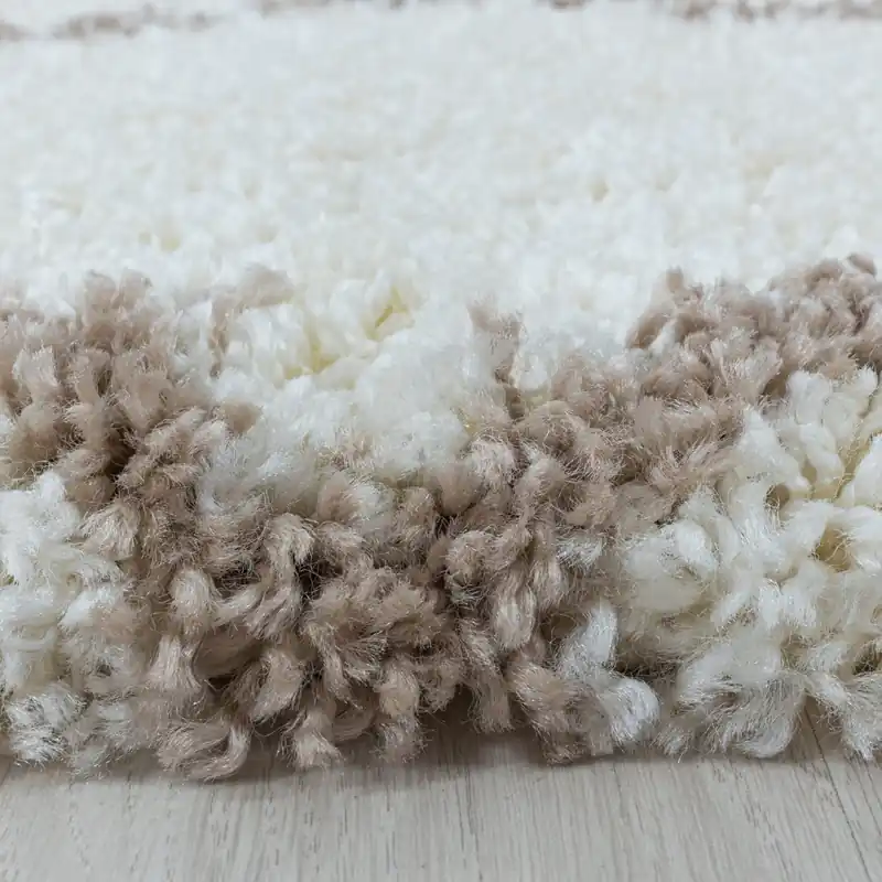 Zniżka Dywan shaggy Alvor kratka kremowy 120 cm x 120 cm koło