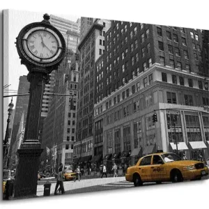 Zegar na Avenue, New York BW - Obraz na płótnie Nie przegap