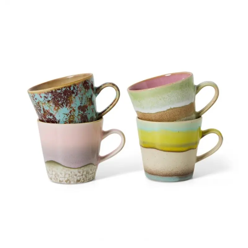 Szybka wysyłka Rococo kubki do americano 70s ceramics, 4 szt., HKLiving