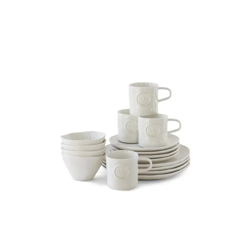 Wybór klientów Zestaw śniadaniowy Portofino, porcelana, biała, Riviera Maison
