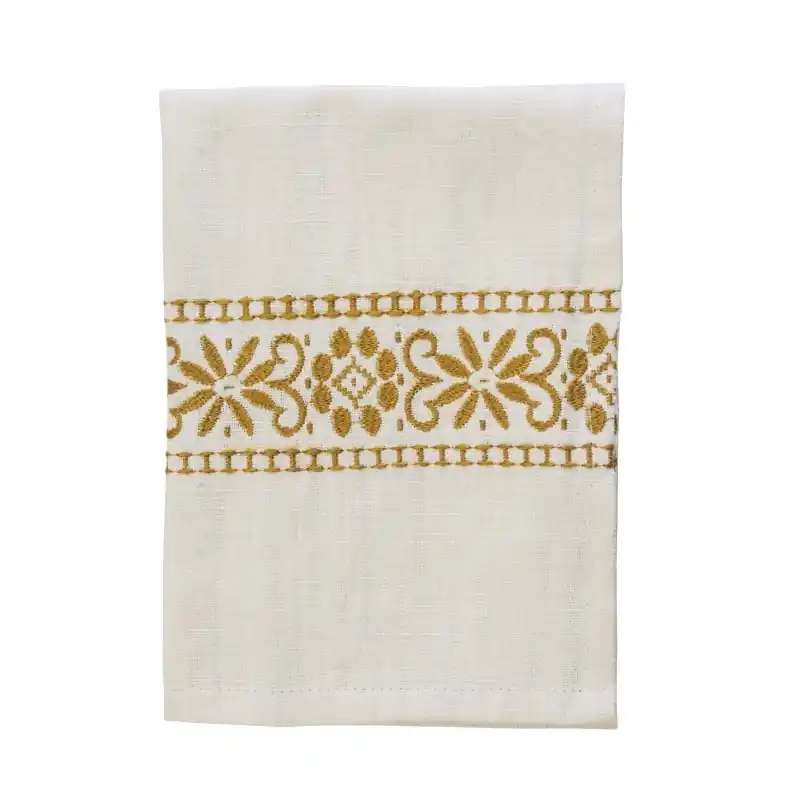 Okazja Ręcznik kuchenny Embroidered, żółty, Madam Stoltz
