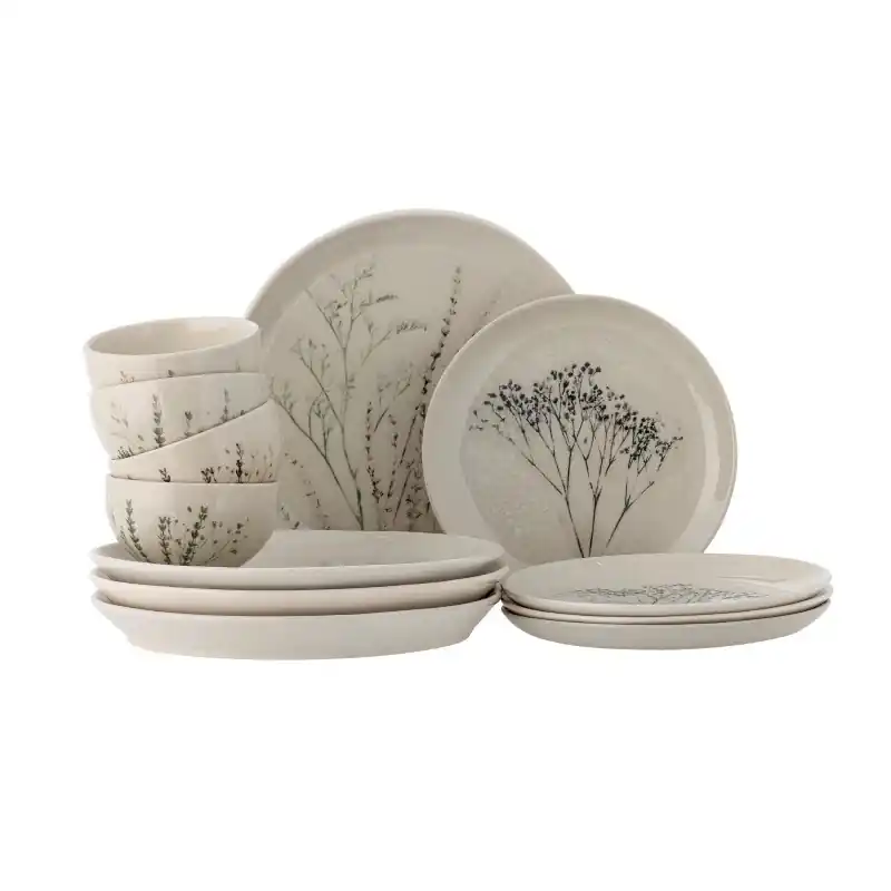 Oferta czasowa Zestaw obiadowy Bea 12 szt., kamionka, Bloomingville
