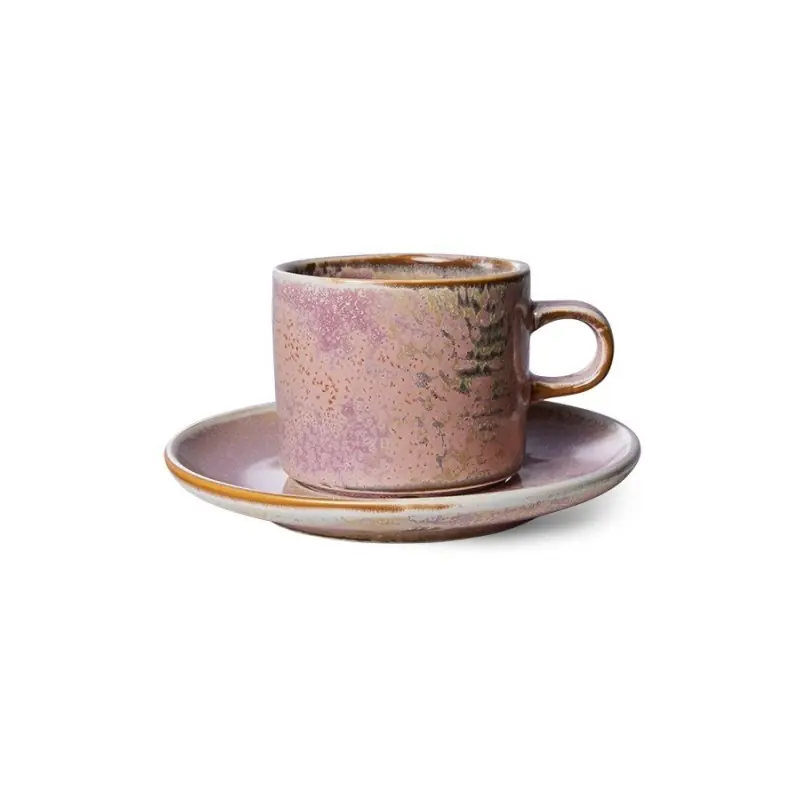 Filiżanka ze spodkiem HOME CHEF CERAMICS, rustykalny różowy, HKliving Nowość
