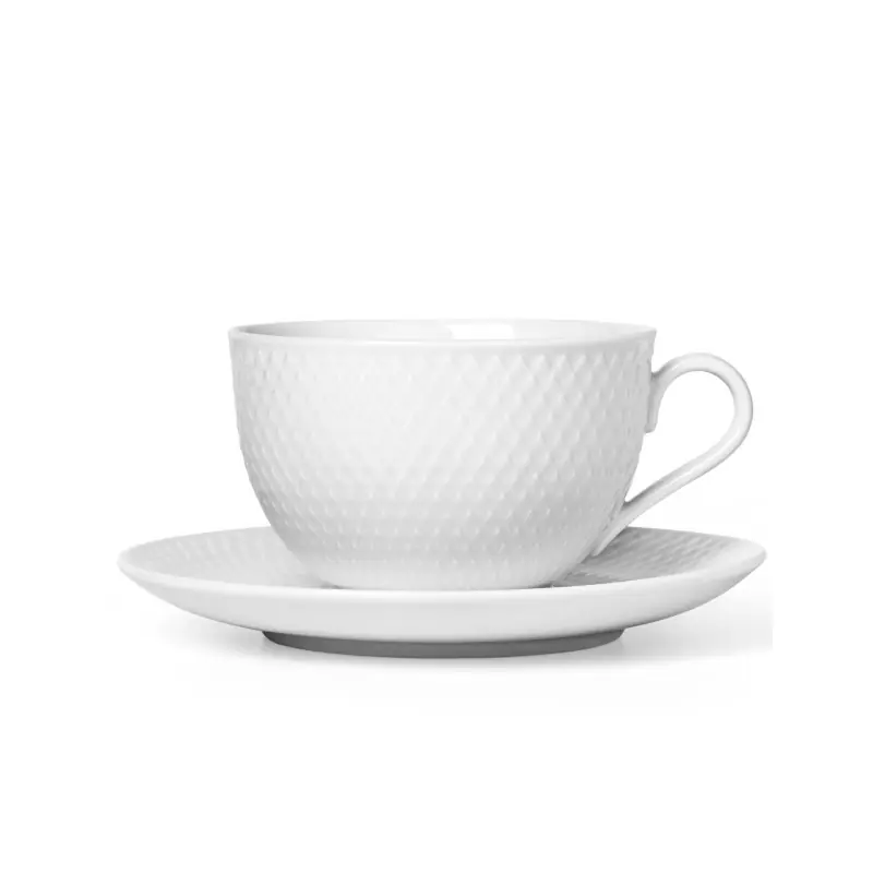 Wysoka jakość Filiżanka do herbaty Rhombe 390ml, biała, Lyngby Porcelain