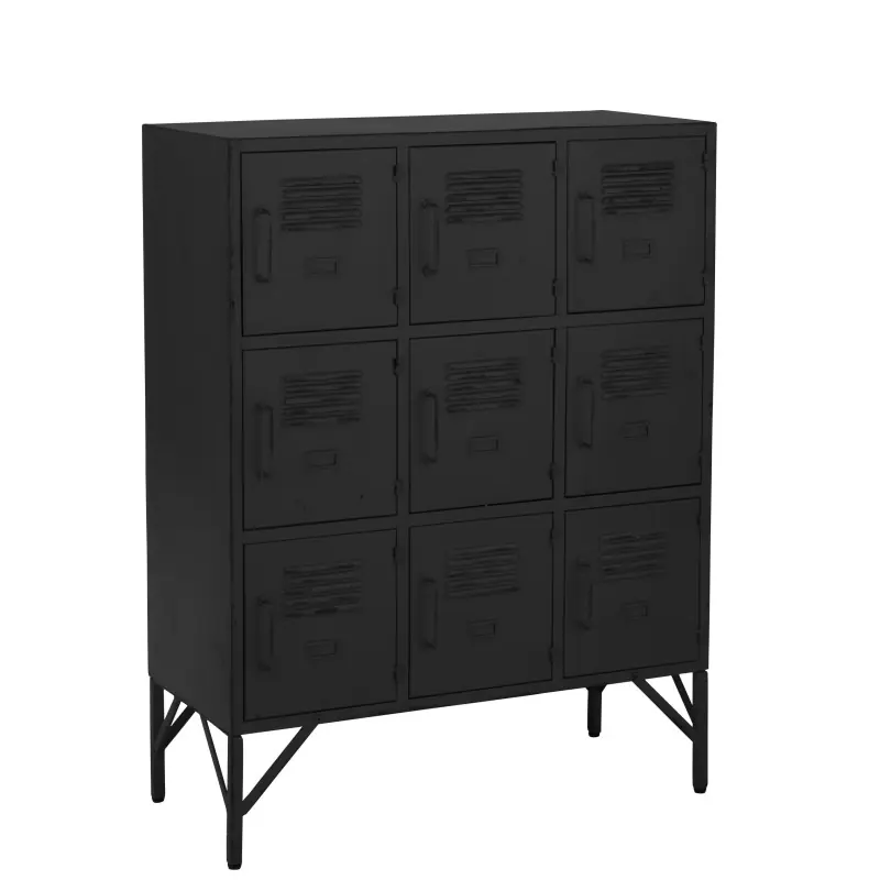 Komoda 9-drzwiowa metalowa, czarna, J-Line Oferta limitowana