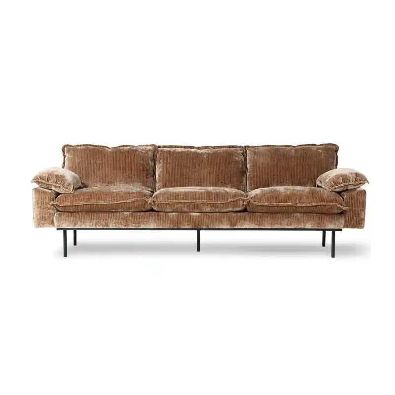 Bestseller Sztruksowa sofa Retro Velvet, postarzane złoto 4-osobowa, HKliving