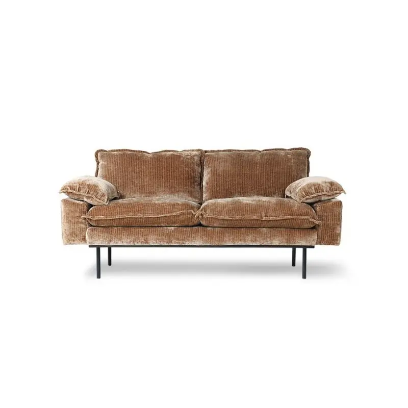 Hit cenowy Sztruksowa sofa Retro Velvet, postarzane złoto 2-osobowa, HKliving