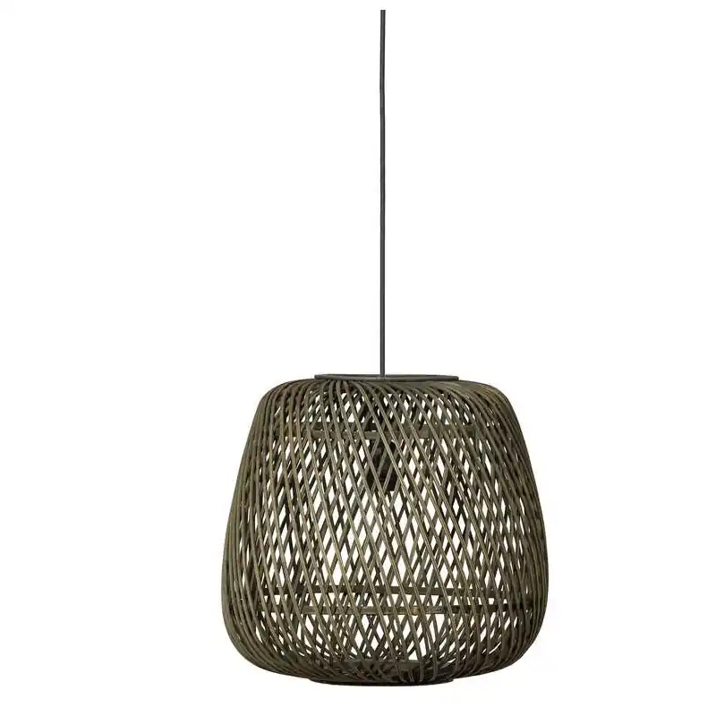 Bezpieczne zakupy Lampa wisząca bambusowa Moza S, zielona, Woood