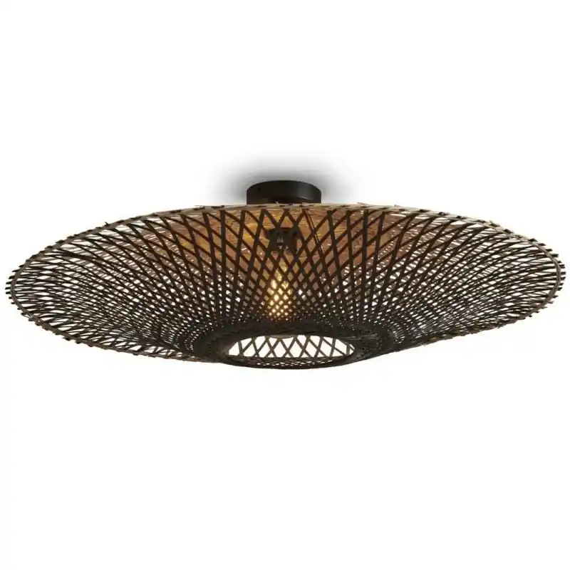 Łatwy zwrot Lampa sufitowa Kalimantan L, czarna/naturalna, Good&Mojo