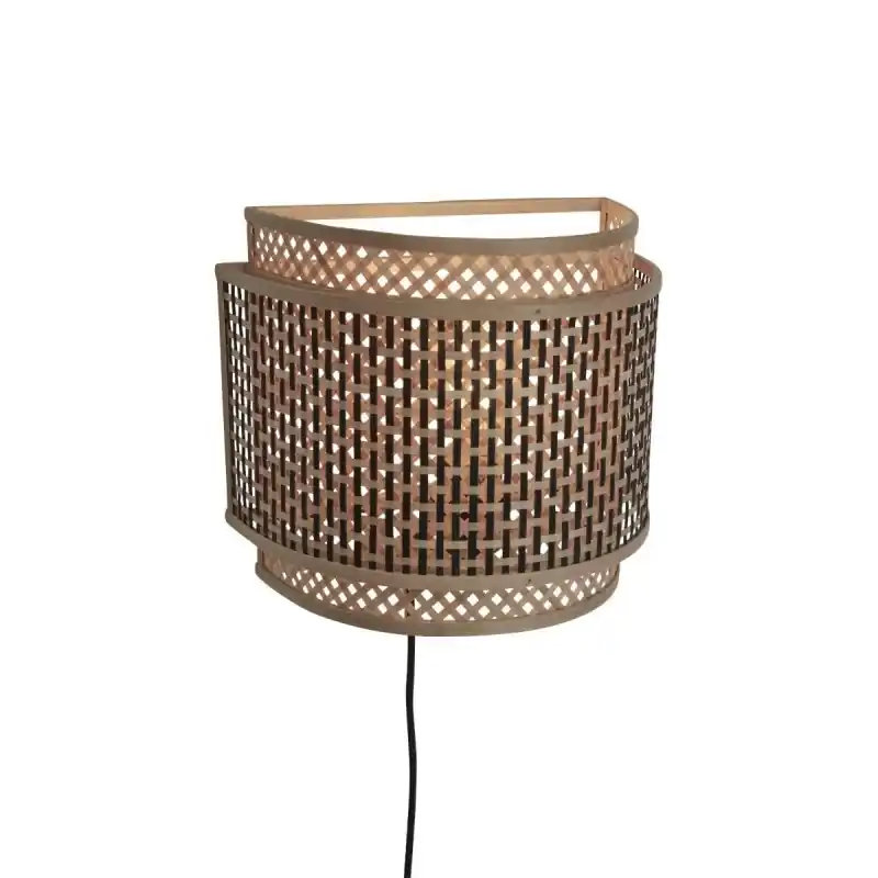 Lampa ścienna Bhutan, L, czarny/naturalny, Good&Mojo Dostępne od ręki