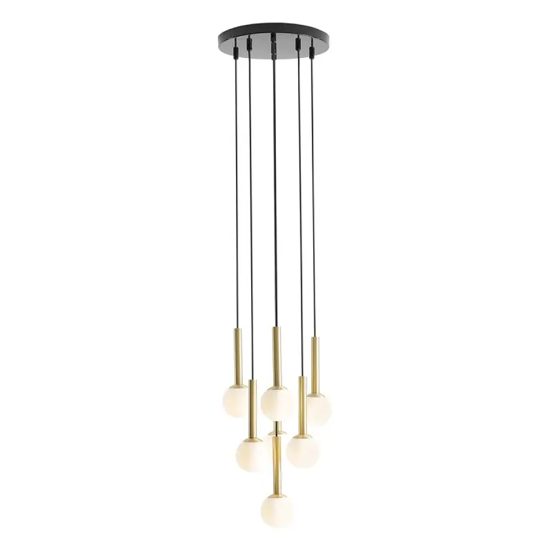 Lampa wisząca RIU 7, mosiężna/czarna, Aldex Niska cena