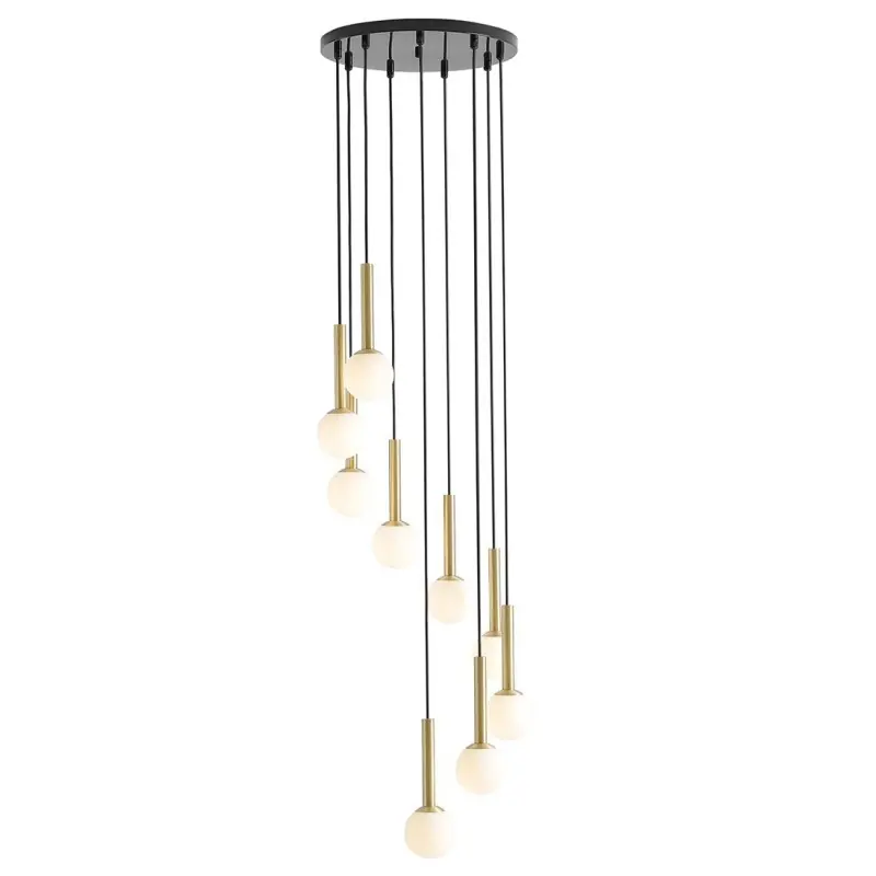 Wyjątkowa oferta Lampa wisząca RIU 9, mosiężna/czarna, Aldex