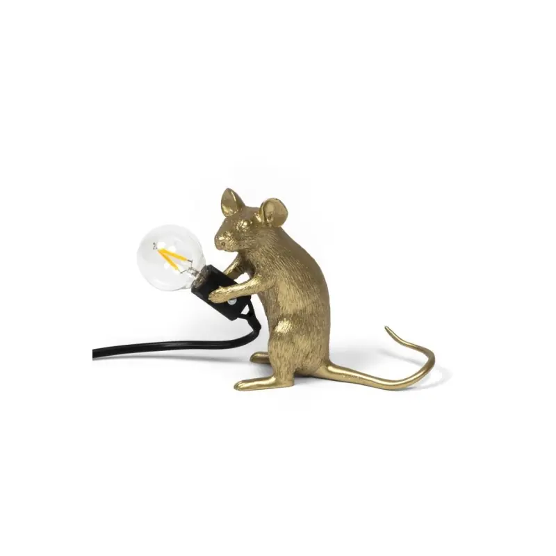 Wyprzedaż Lampa stołowa Mouse Mac, złoty kabel czarny, Seletti