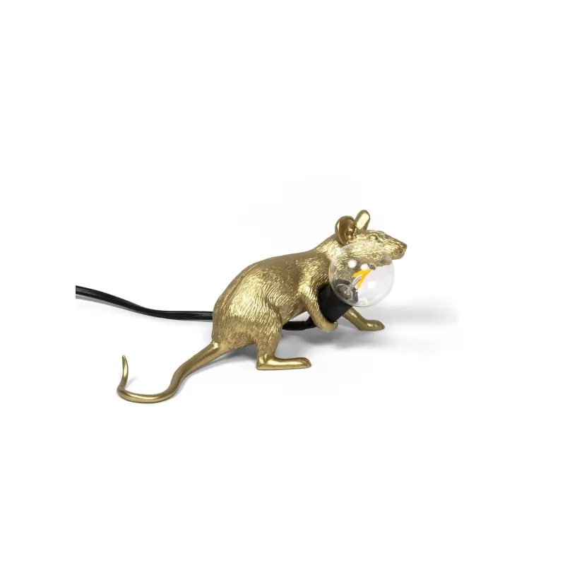 Promocja Lampa stołowa Mouse Lop, złoty kabel czarny, Seletti