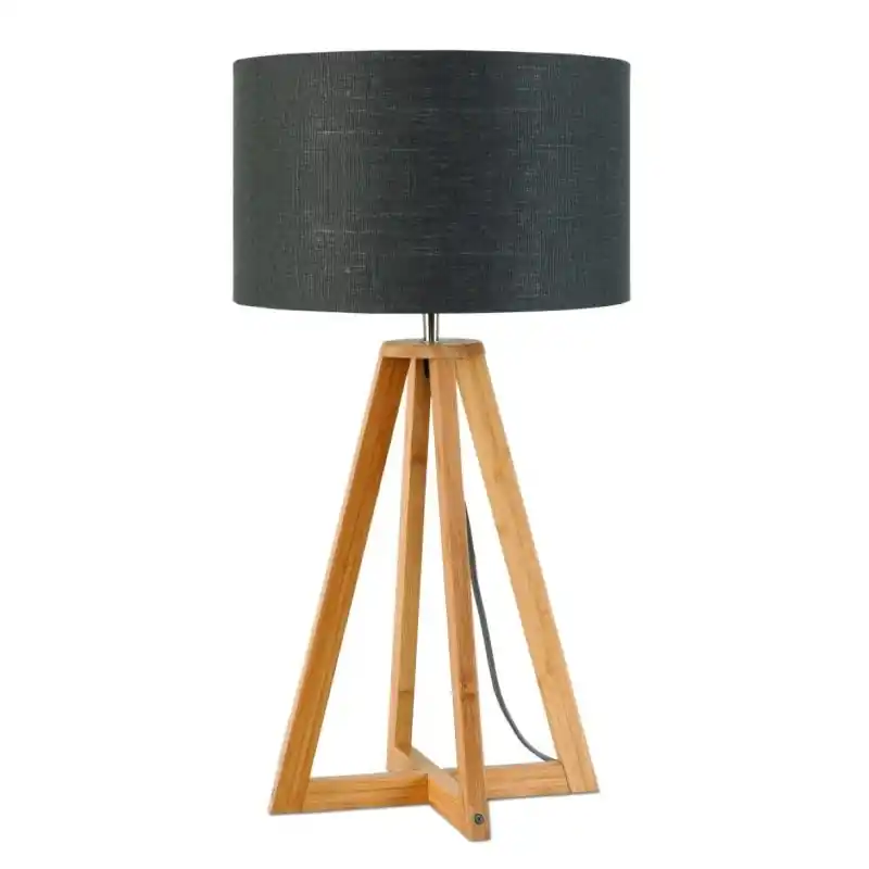 Lampa stołowa Everest, bambus abażur ciemnoszary, Good and Mojo Nowy