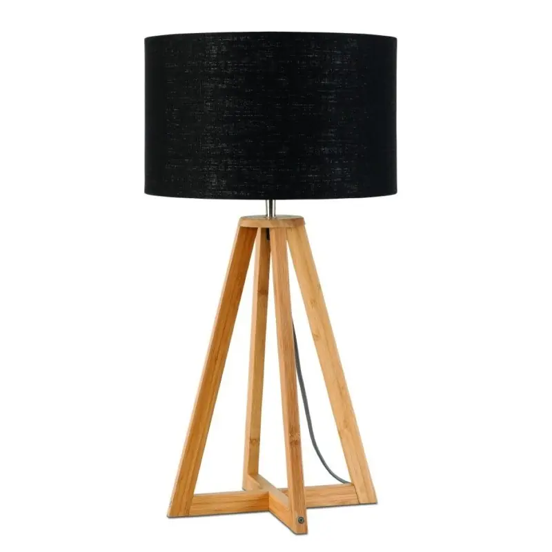 Wybór klientów Lampa stołowa Everest, bambus abażur czarny, Good and Mojo