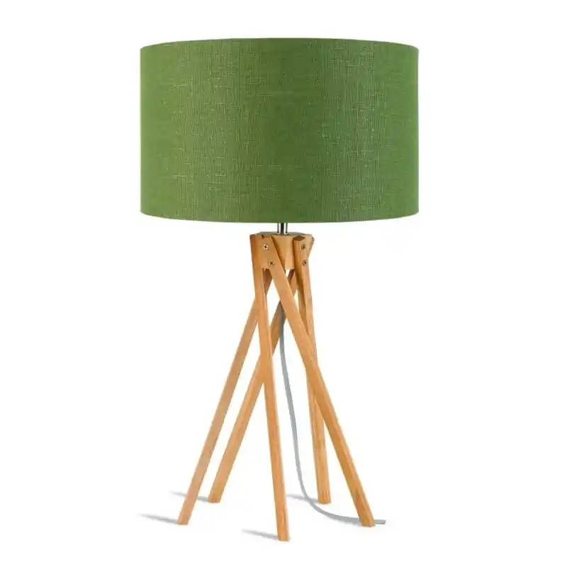 Lampa stołowa Kilimanjaro, bambus abażur zielony, Good and Mojo Darmowy zwrot