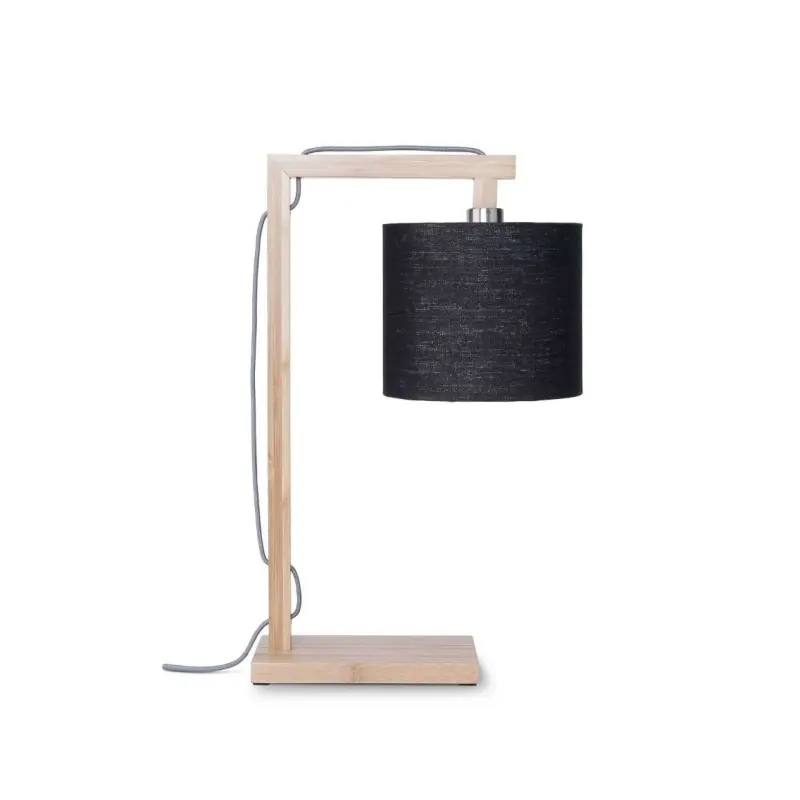 Bambusowa lampa stołowa Himalaya, abażur czarny, Good and Mojo Kup teraz