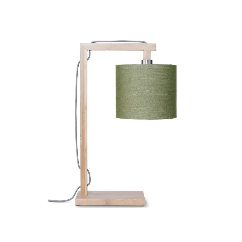 Wyjątkowa oferta Bambusowa lampa stołowa Himalaya, abażur zielony, Good and Mojo
