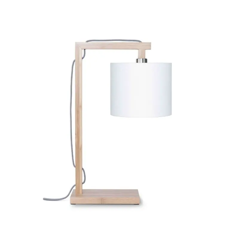 Niska cena Bambusowa lampa stołowa Himalaya, abażur biały, Good and Mojo