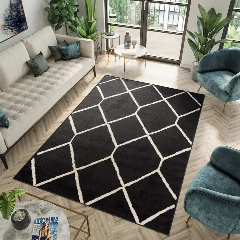 Dywan nowoczesny H180A ANTRACITE SPRING Czarny 80x150cm Do wyczerpania zapasów