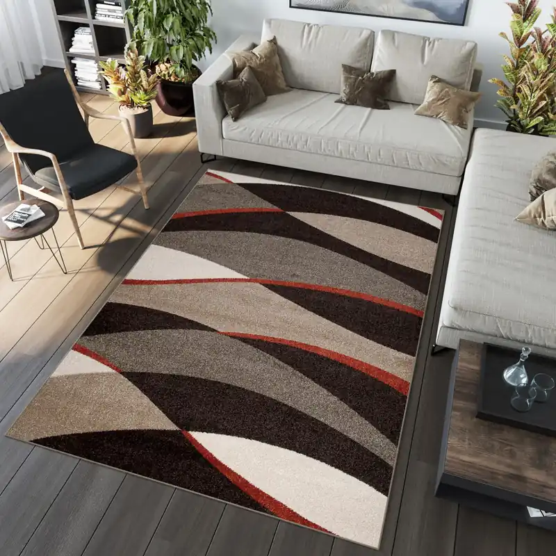 Zniżka Dywan nowoczesny L311A DARK BROWN JAWA BQZ Brązowy 120x170cm