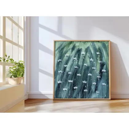 Obniżka ceny Akwarela 20x20cm. Białe kwiaty