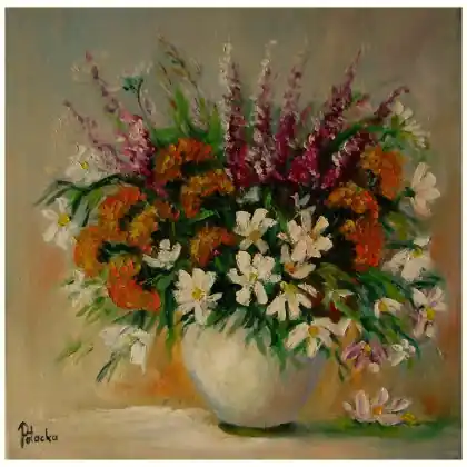 Tani Bukiet polnych kwiatów 40cm-40cm obraz olejny