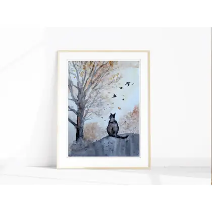 Akwarela 30x40cm. Kot Bestseller