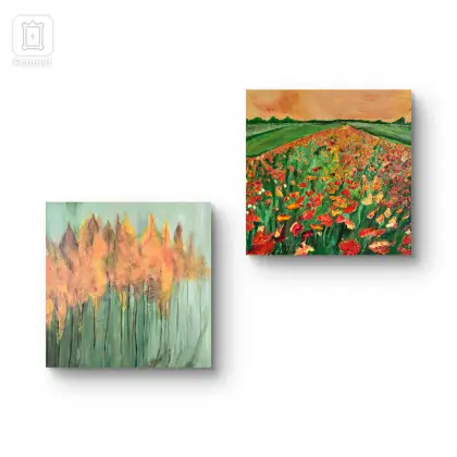 Kompozycja prac na płótnie, 40x40x2 cm, Podlasie i Polskie maki Bezpieczna płatność