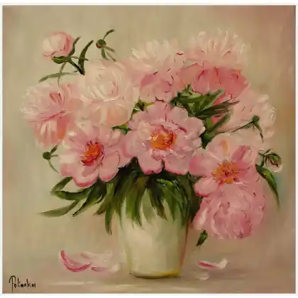 Taniej Piwonie obraz olejny 50-50cm