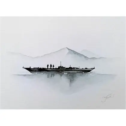 Ku nowym lądom, Akwarela 24x32 cm Wysoka jakość