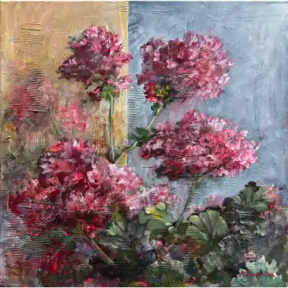 Pelargonie - akryl 50 cm x 50 cm Bezpieczna płatność