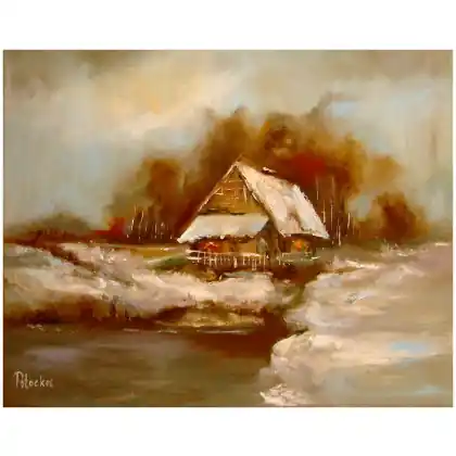 Zima obraz olejny 40cm-50cm Hit cenowy