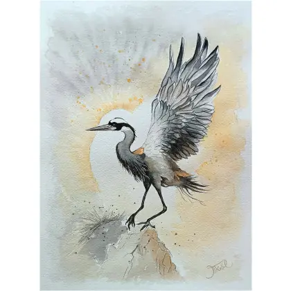 Darmowy zwrot Pod skrzydłami wolności, Akwarela 31 x 23 cm