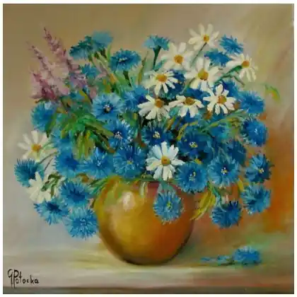 Rabat Polne kwiaty obraz olejny 50-50 cm