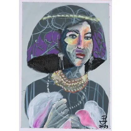 Kapłanka Kama, olej, akryl, 21 x29,7cm Taniej