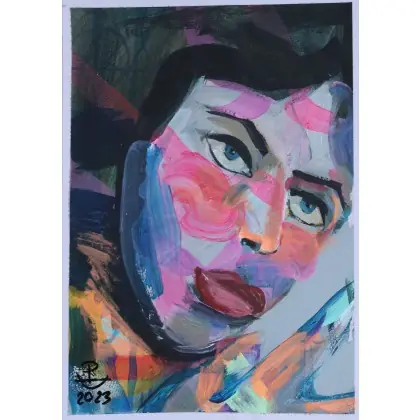 Ostatnia szansa Portret Kamy, olej, akryl, 21 x29,7cm