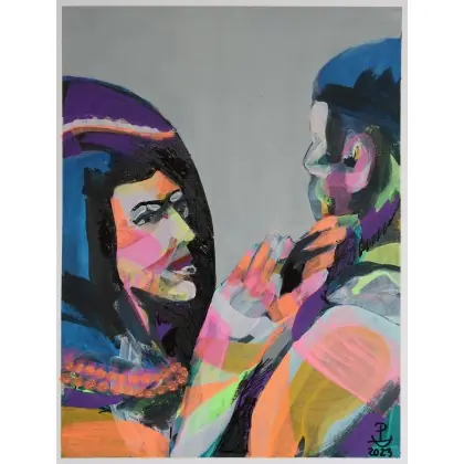 Kama i Faraon, olej, akryl, 30 x 40 cm Wysoka jakość