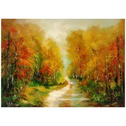 Jesień aleja obraz olejny 70-50cm Tani