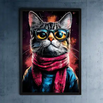 Hipsterski Kot Edzik - grafika na plakacie na A3 Hit sprzedaży