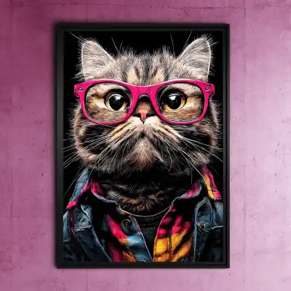 Bezpieczna płatność Hipsterski Kot Czesław - grafika na plakacie na A3