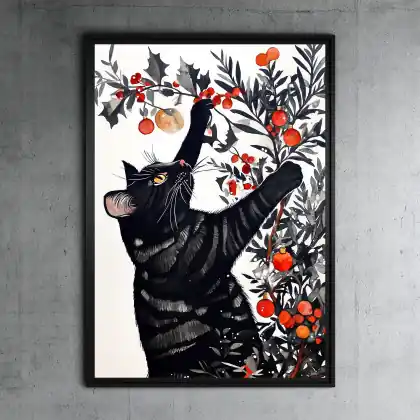 Łatwy zwrot Koty lubią choinki - grafika na plakacie na A3