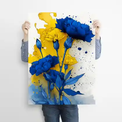 Bezpieczne zakupy Goździki - grafika na plakacie na A3