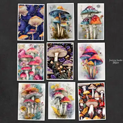 Wyjątkowa oferta Magiczne grzyby - zestaw 9 grafik 15x21 cm