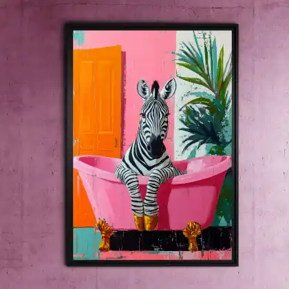 Zebra bierze kąpiel - grafika na plakacie na A3 Zamów teraz
