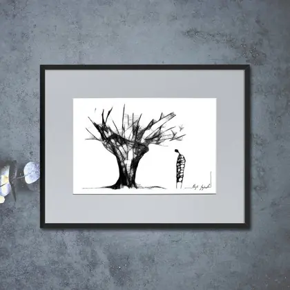 Autorska grafika z ramą - nr 134 Nie przegap